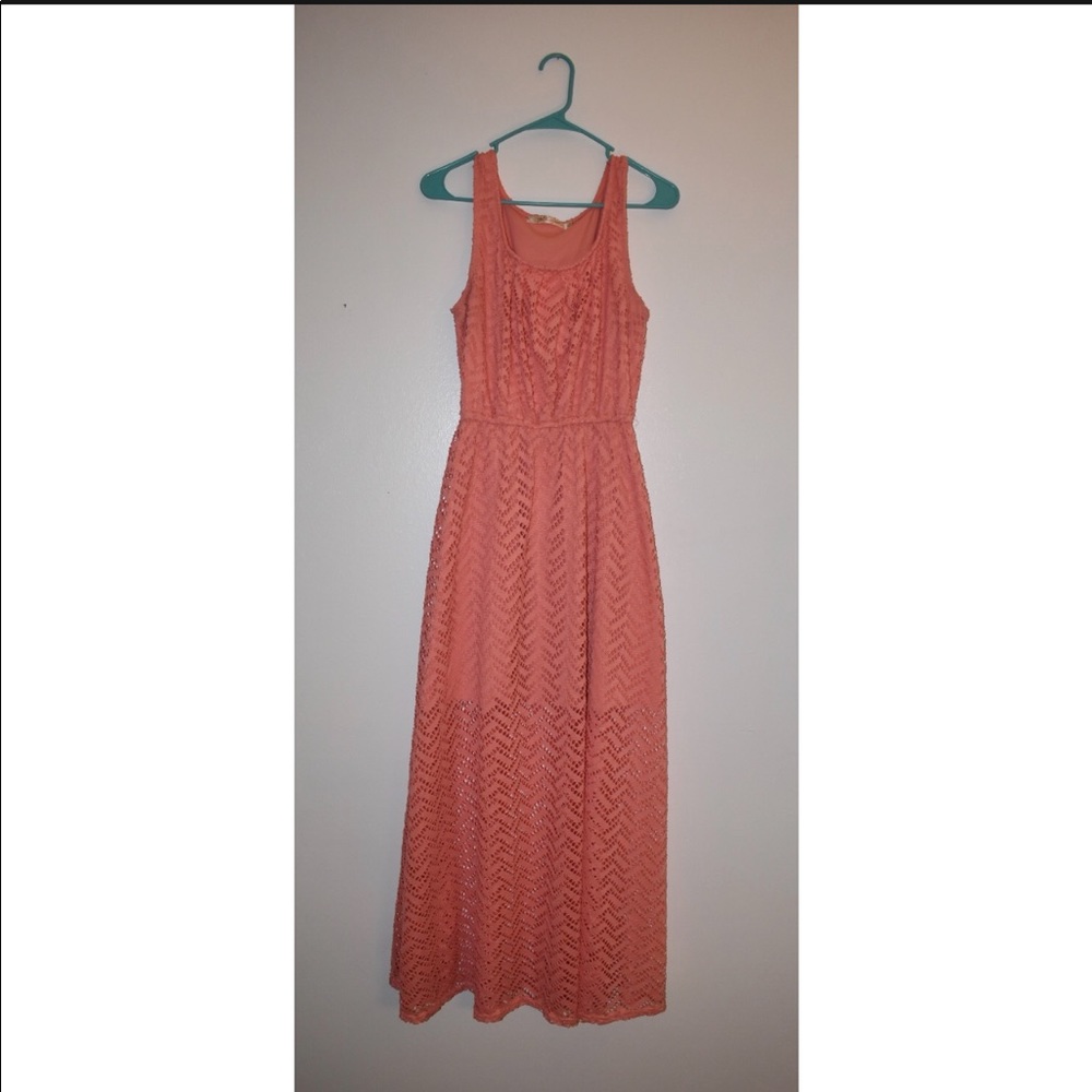 Peach lace maxi dress